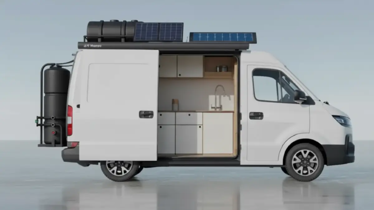 Minimalist White Rig - Rooftop Solar for Full Autonomy