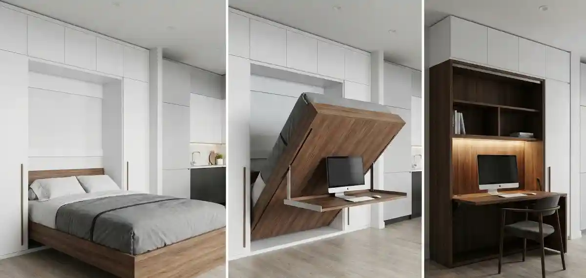 Minimalist White & Walnut Convertible Studio – The Ultimate "Sleep-to-Work" Transition Hack