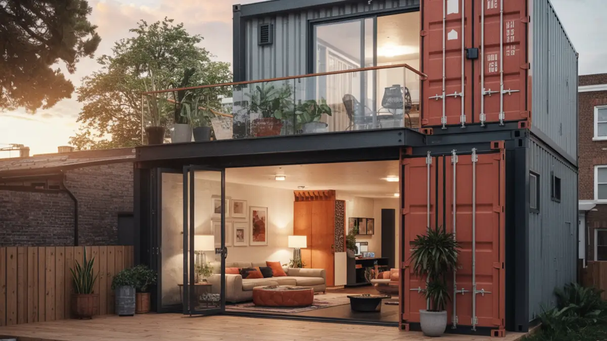 Modern Urban Container Haven – Sustainable Two-Story Living on a Budget