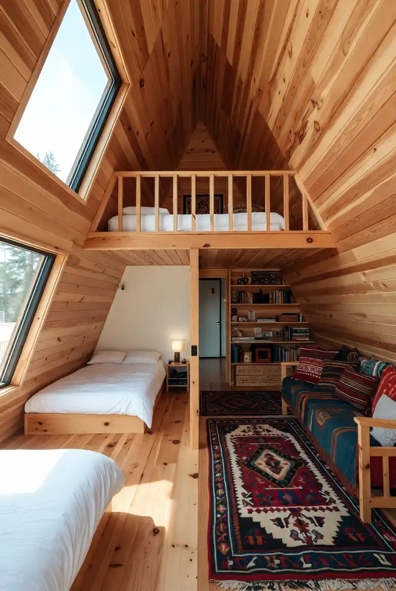 Multi-Level Pine Bunkroom – Maximizing Vertical Space for Group Getaways