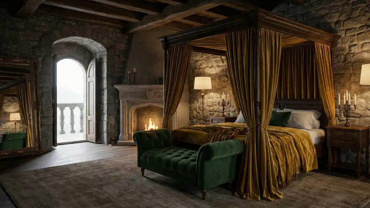 Mustard Velvet and Stone Master Suite – A Modern Royal Chamber