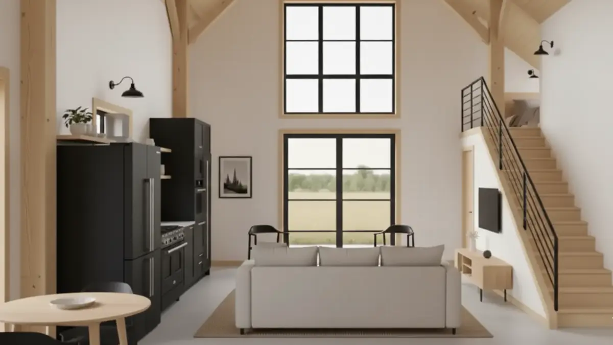 Natural Light & Blonde Wood Loft - Airy Barn Living on a Budget