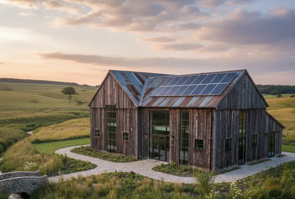 Natural Stone & Sunny Vistas - Rustic Farmhouse Lounge