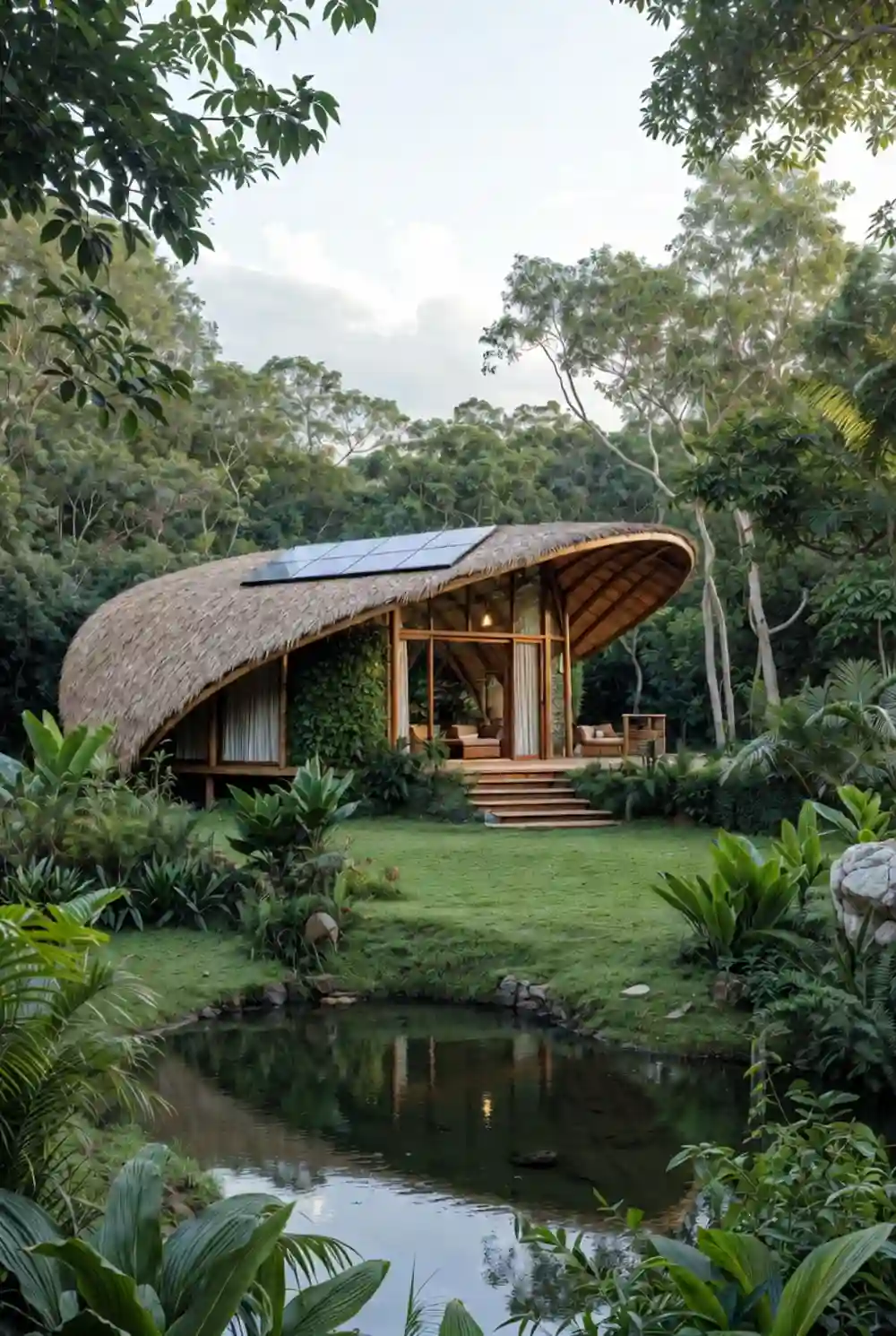Organic Thatch & Timber Villa - Immersion in Biophilic Retreat Design