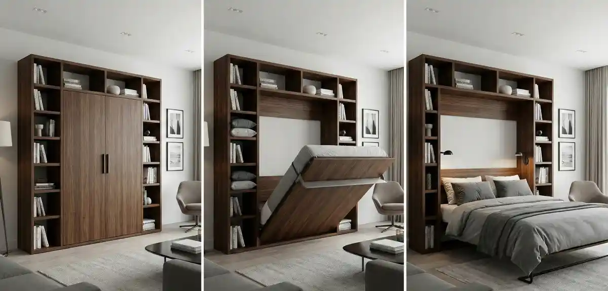 Rich Walnut Library Wall & Hidden Suite – Sophistication Meets Secret Utility