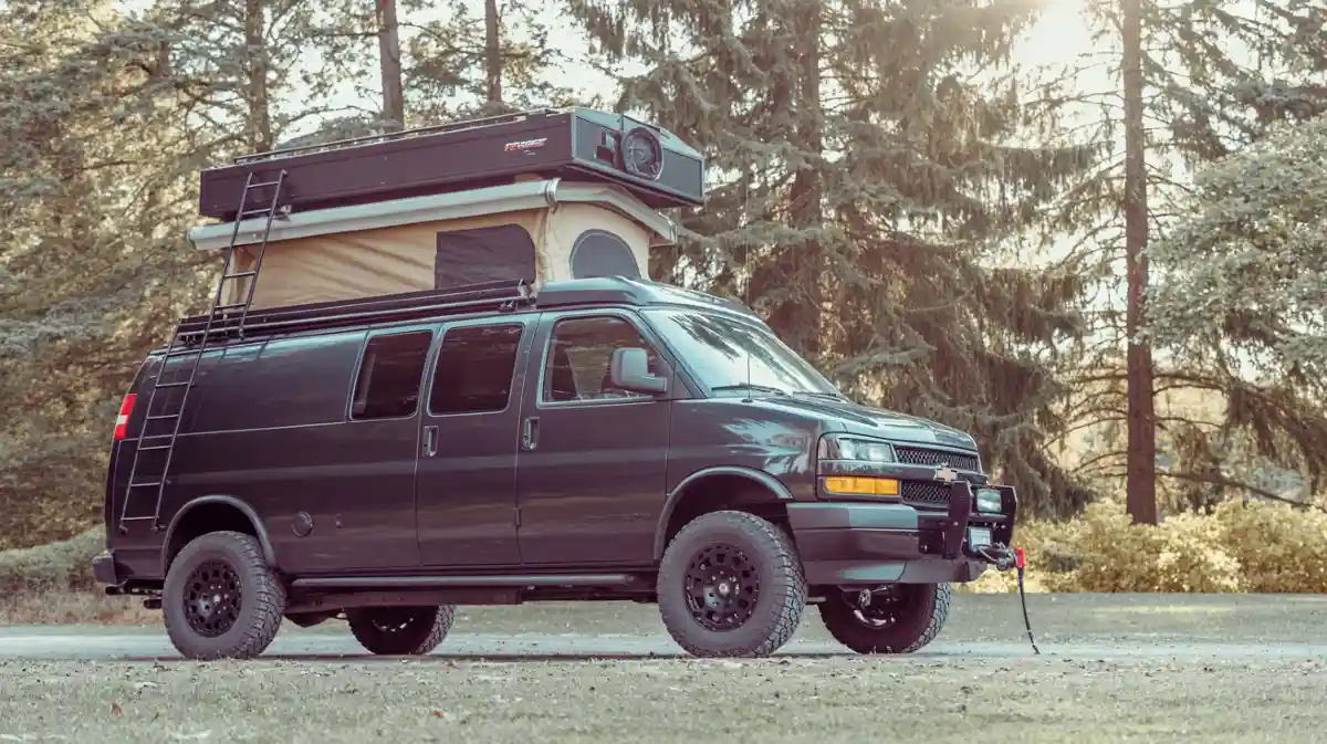 Rugged Midnight Express - A Stealthy Off-Road Camper Van Ready to Roam