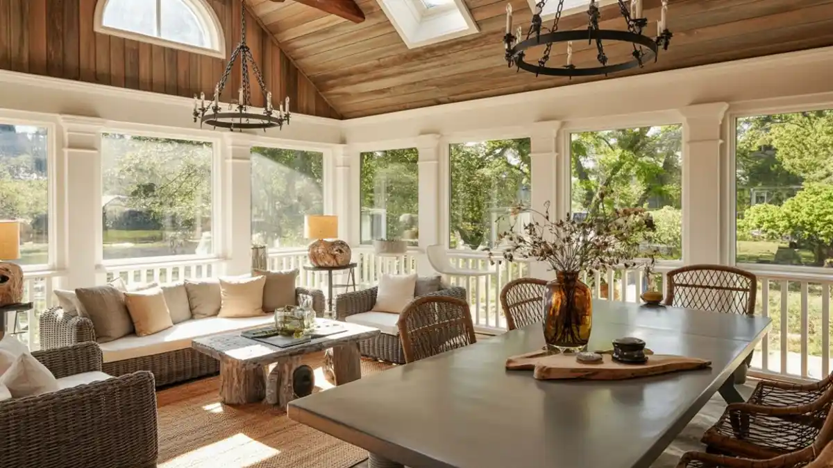 Rustic Chic Grand Porch - A Light-Filled Sanctuary for Entertaining