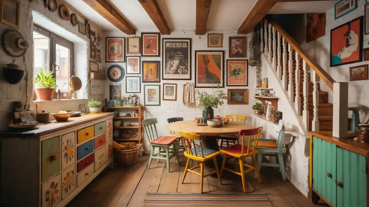 Rustic Cottage & Painted Furniture Dining – A Folk Art Feast for Small Spaces