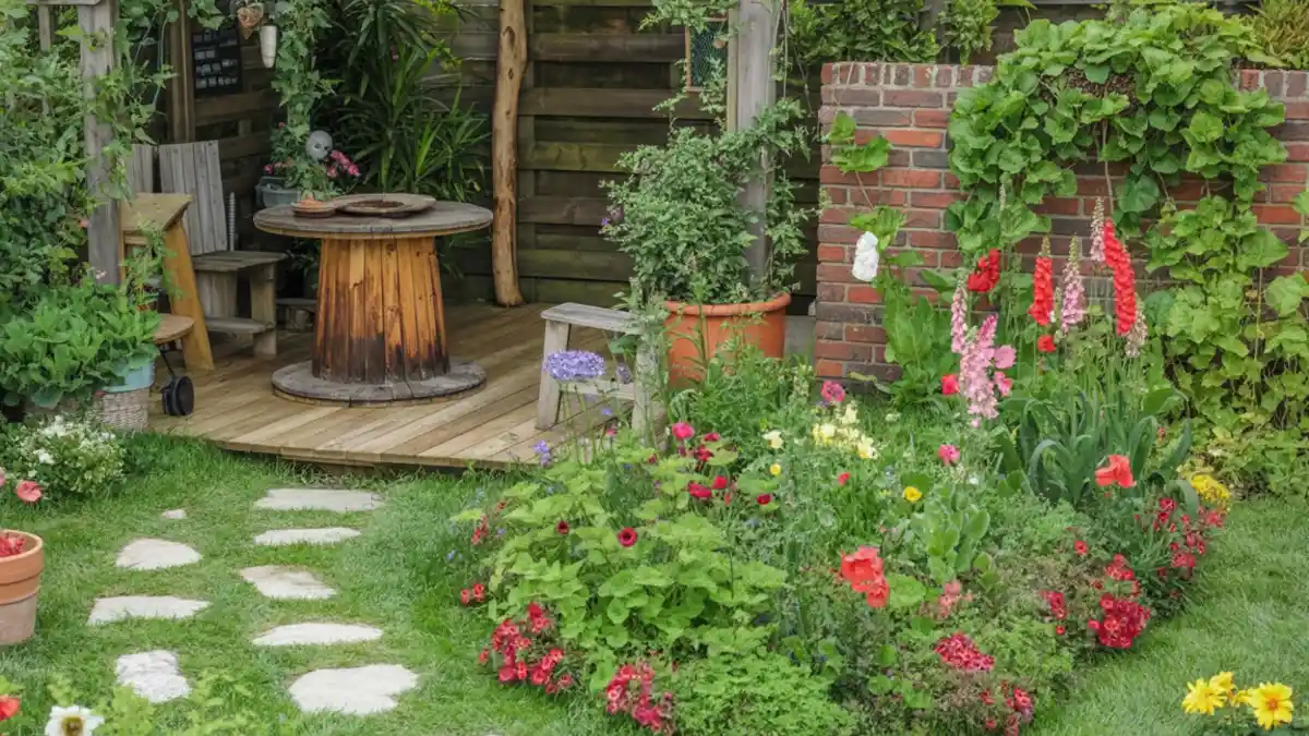 Rustic Spool & Secret Garden – Embracing Untamed Beauty with Found Objects