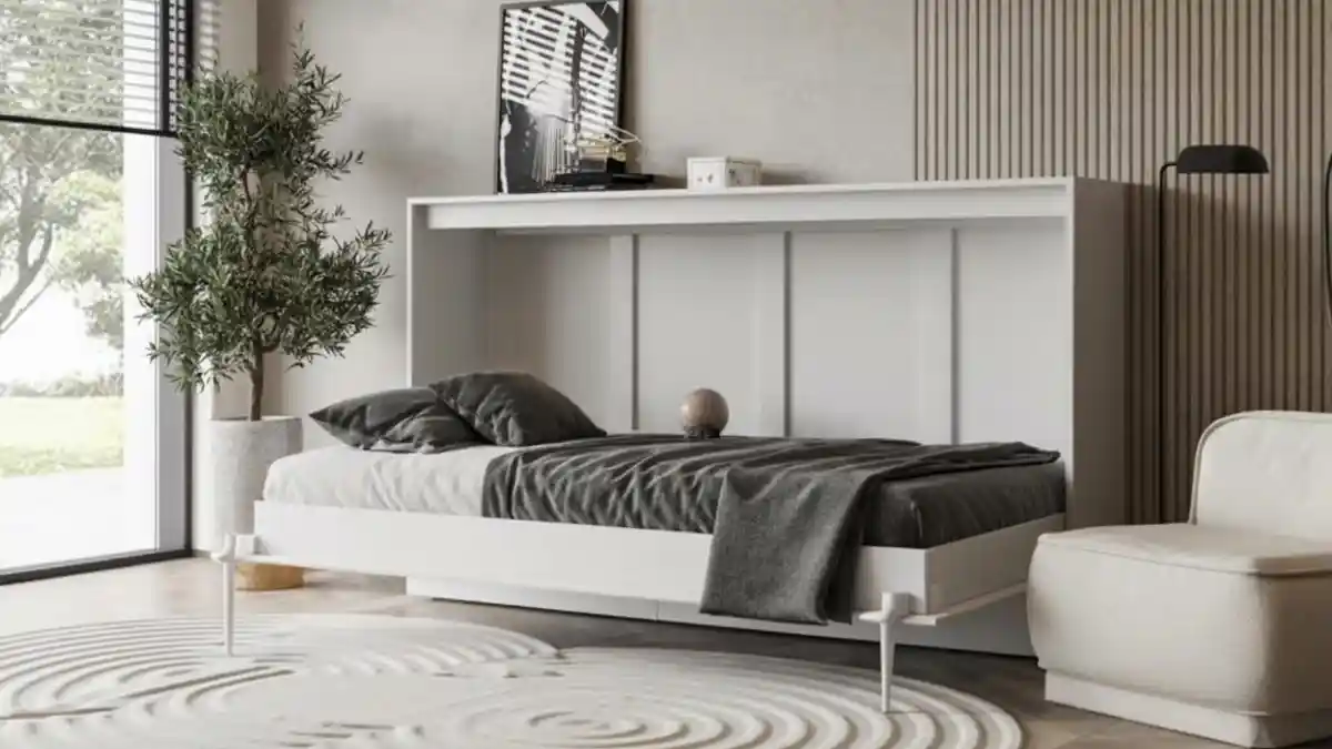 Scandi-White Horizontal Sideboard Bed – Low-Profile Minimalist Magic