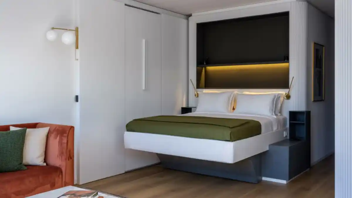 Sculptural White & Charcoal Floating Suite – The Levitating Sleep Revolution