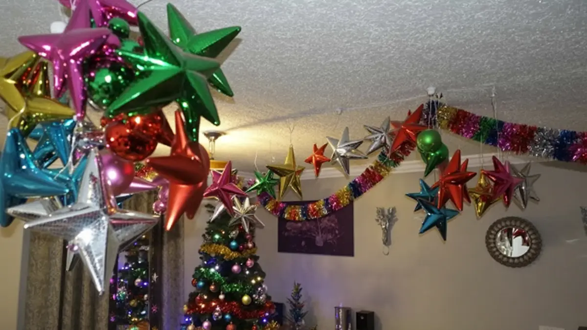 Shimmering Starburst Christmas Wonderland - A 90s-Inspired Tacky Dream