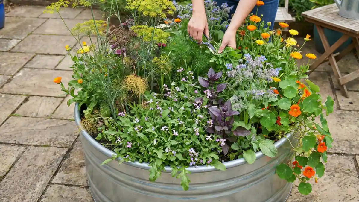 Silver Trough & Edible Confetti – The One-Pot Permaculture Patio