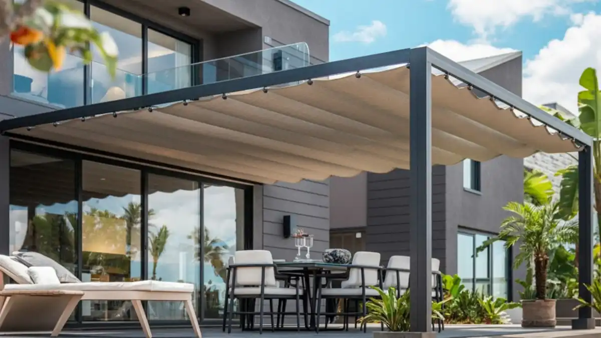 Sleek Anthracite & Canvas Extension - Modern Minimalism Meets Functional Shade