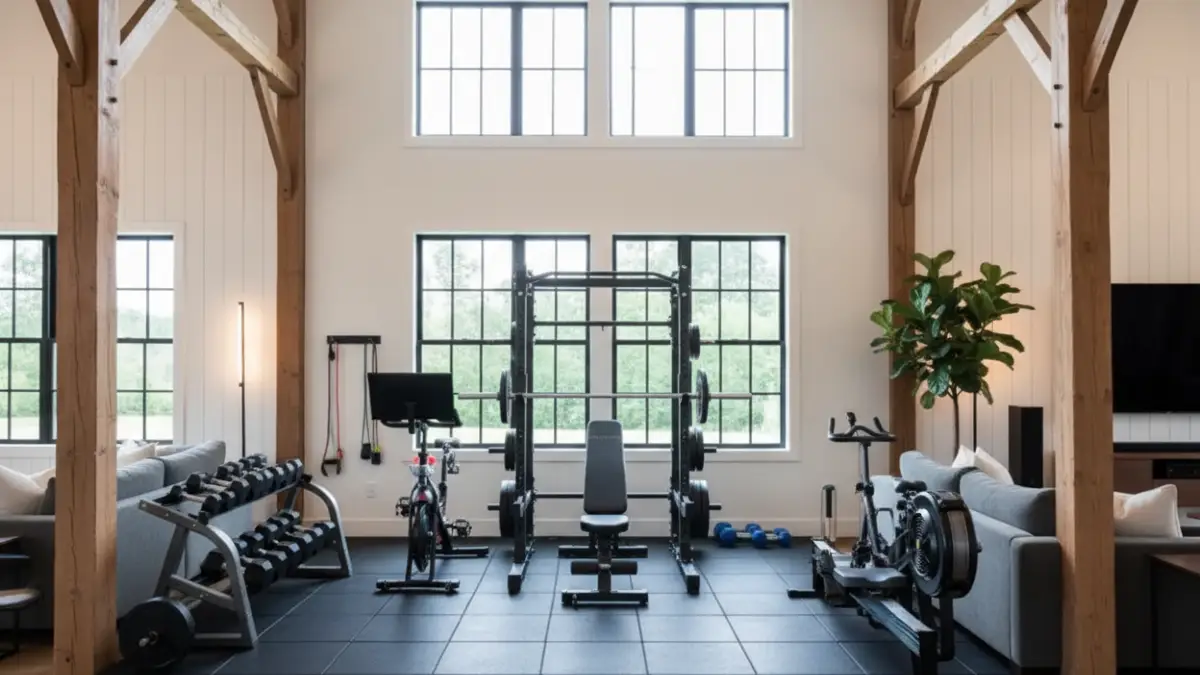 Soaring Beams & Modern Media Lounge - High-Contrast Barn Living on a Budget