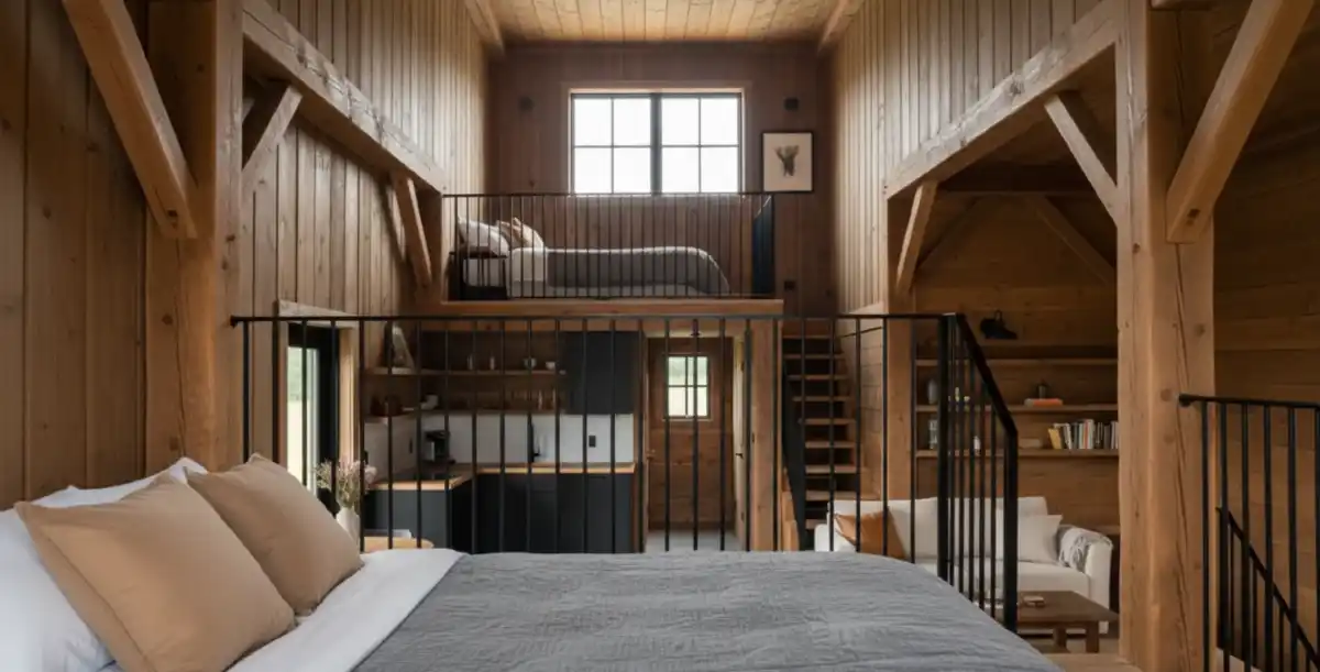 Soaring Timbers & Matte Black Kitchen - Rustic Loft Living on a Smart Budget