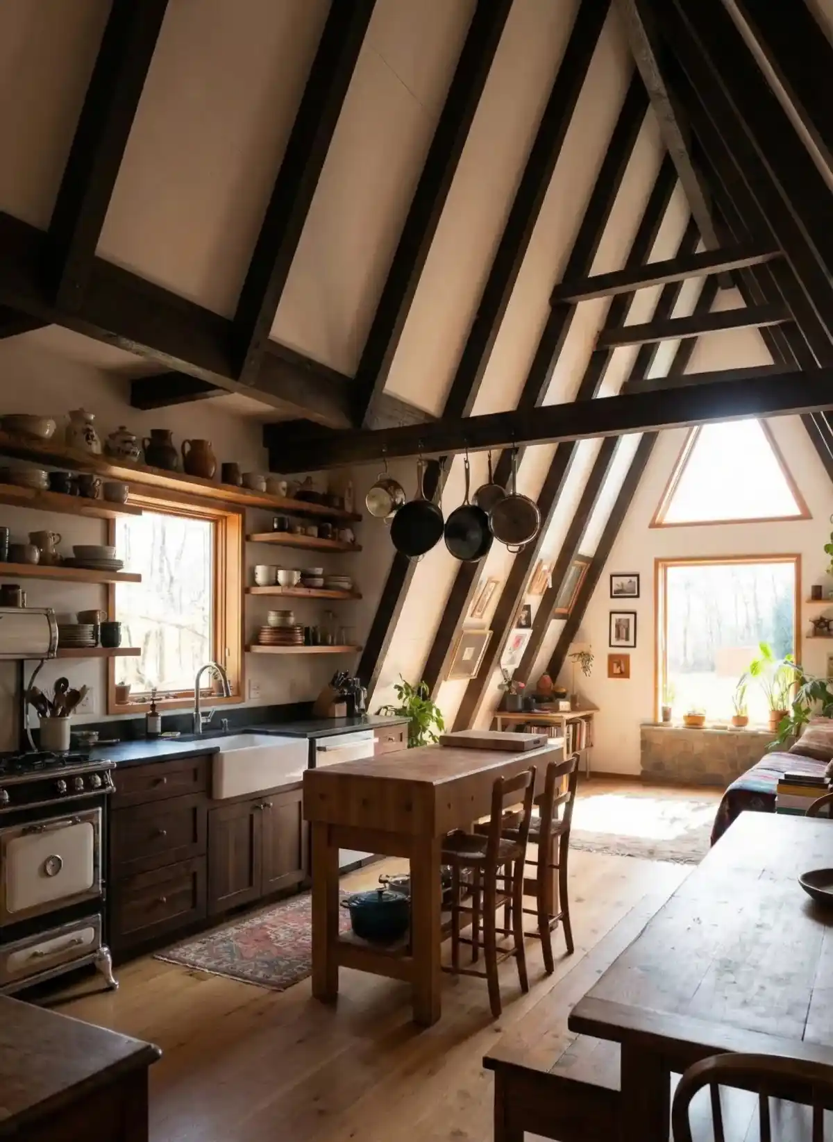 Sun-Drenched Eclectic Library Nook – Maximizing Character in A-Frame Living