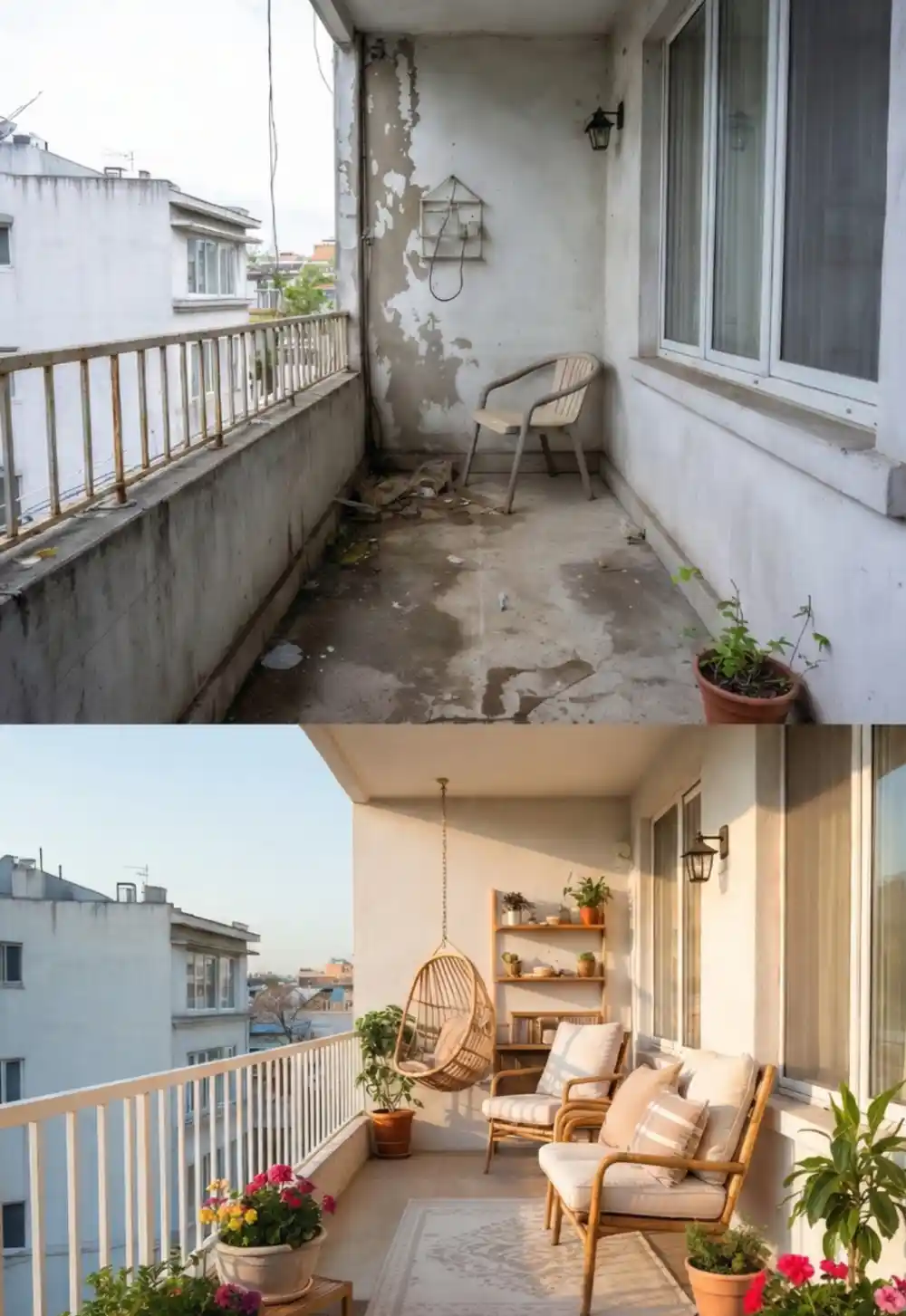 Sun-Soaked Bamboo & Cream Lounge – A Modern Makeover for Neglected Spaces