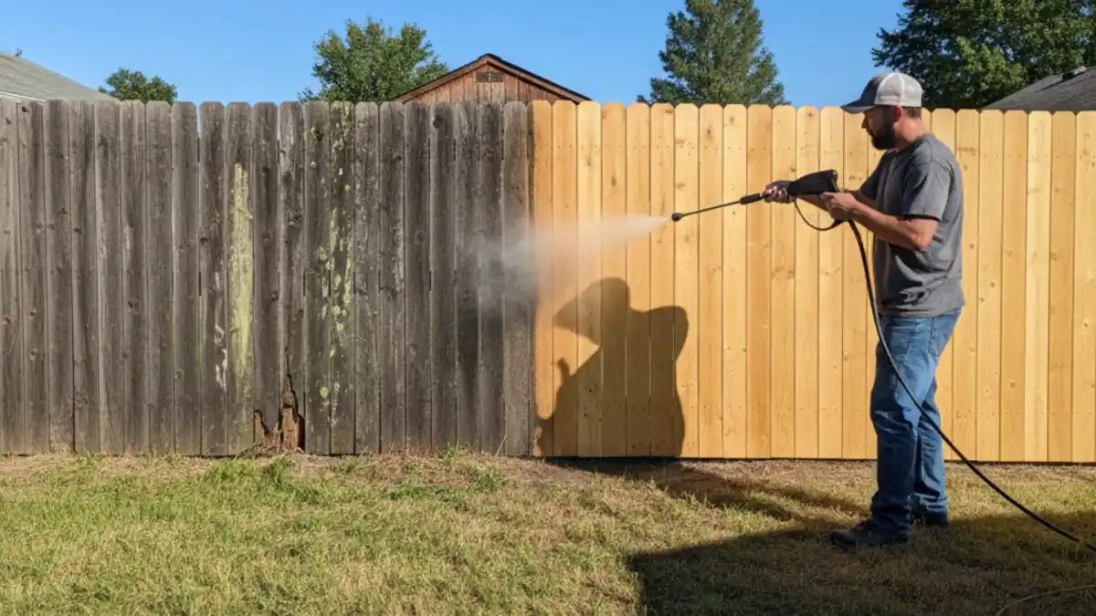 Sunny Amber Restoration Fence – Stripping the Years Before Staining