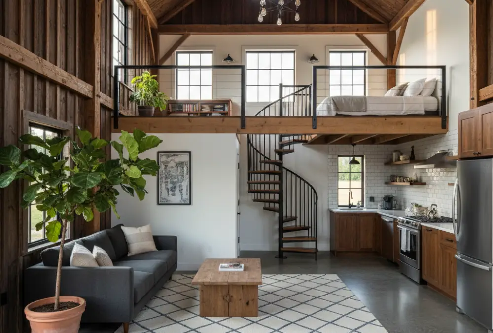 The Split-Level Loft & Spiral Stair - Grand Barn Living on a Smart Budget
