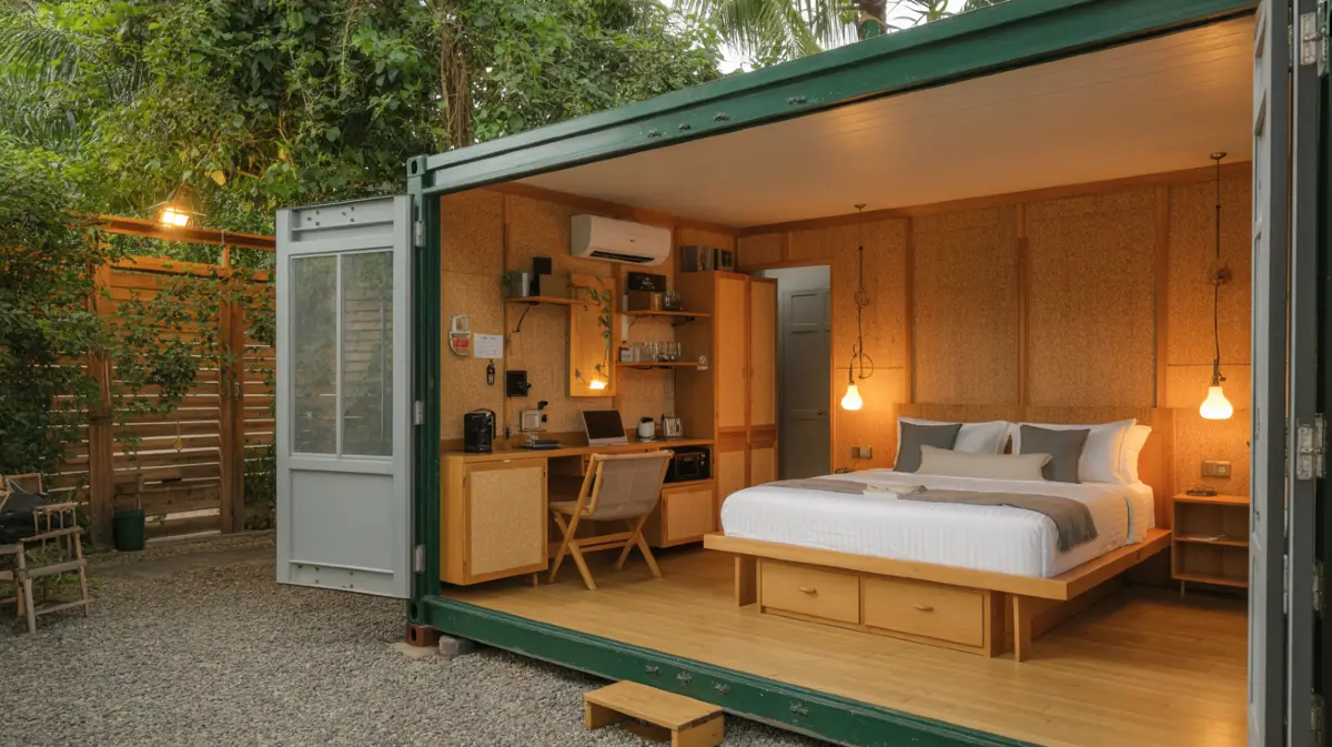 Tranquil Nature-Inspired Guest Suite - Shipping Container ADU with Cozy Comfort