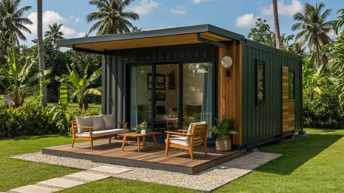 Tropical Container Oasis – Outdoor Living with a Modern Touch