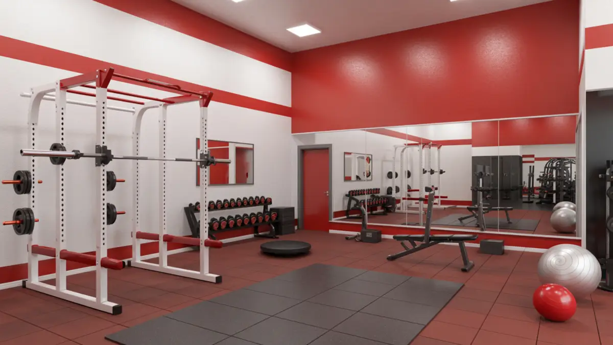 Vibrant Red and White Power Zone Gym