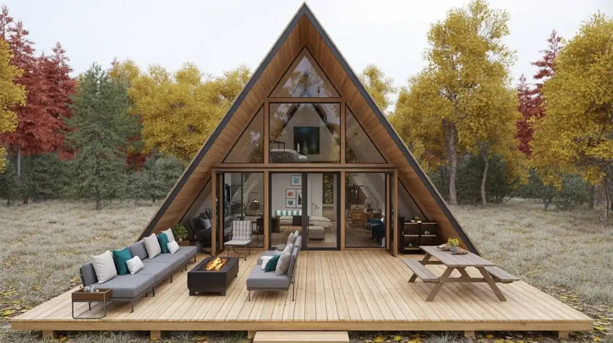 Warm Oak & Iron Spiral Loft – Maximizing Flow in Modern A-Frames