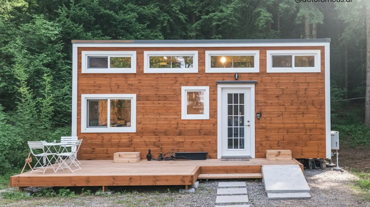 Woodland Retreat – Cozy Wooden Container Home with Rustic Charm