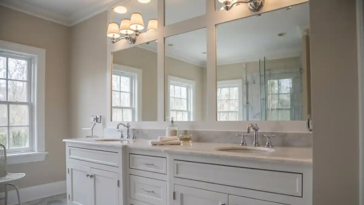 Architectural White Paneling Bathroom – Creating Custom Structure with Simple Trim