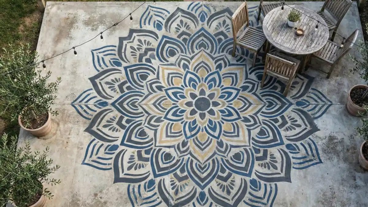 Bohemian Indigo Mandala Patio – Centering Your Outdoor Space with Statement Stencils