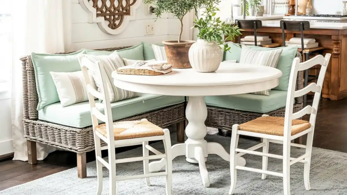 Breezy Coastal Farmhouse Nook – A Relaxed Banquette for Sunny Mornings