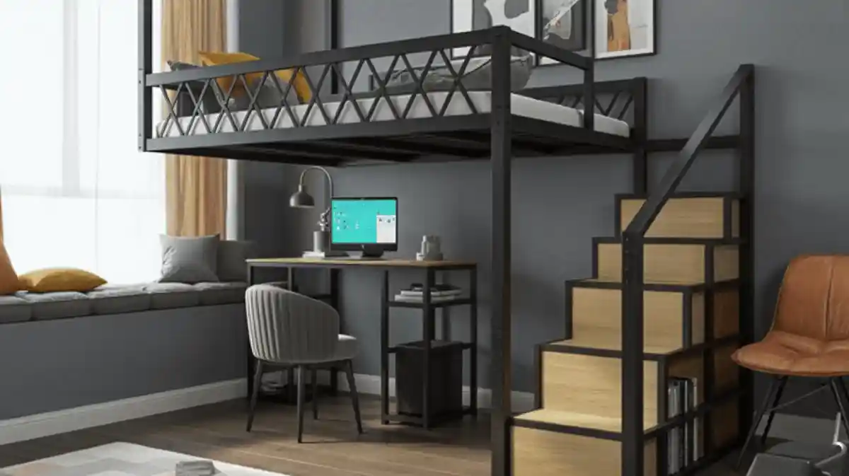 Chic Black Metal & Wood Loft – Elevating Your Workspace Without the Dorm Room Vibe