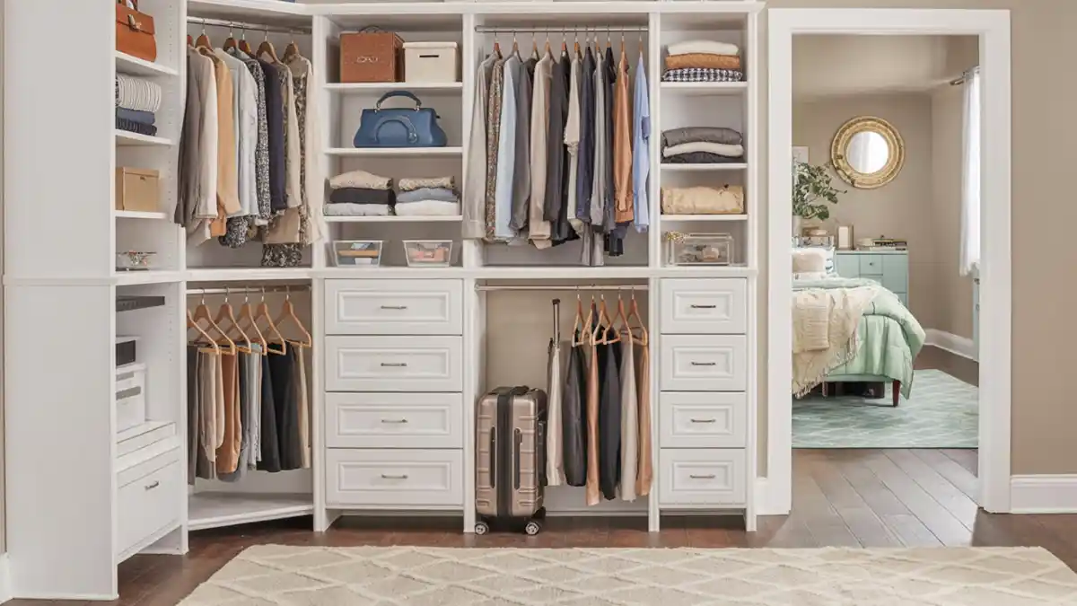 Classic White Corner Haven – Maximizing Vertical Space for a Seamless Cloffice Transition