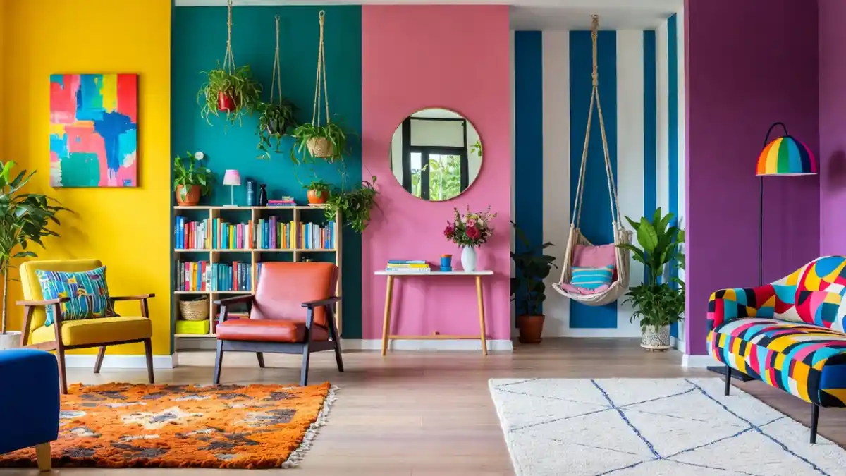Color-Blocked Living Room – Infusing Joy through Bold Geometry