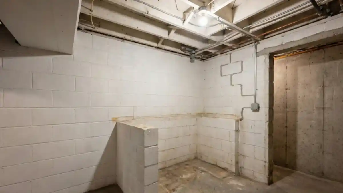 Crisp White and Warm Wood Laundry Nook – Minimalist Basement Refresh