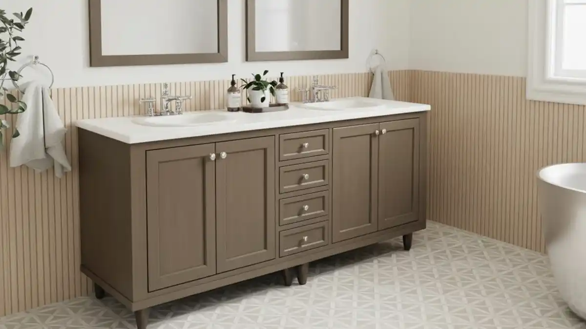 Earthy Mushroom Vanity Revival – Warm Neutrals for a Timeless Update