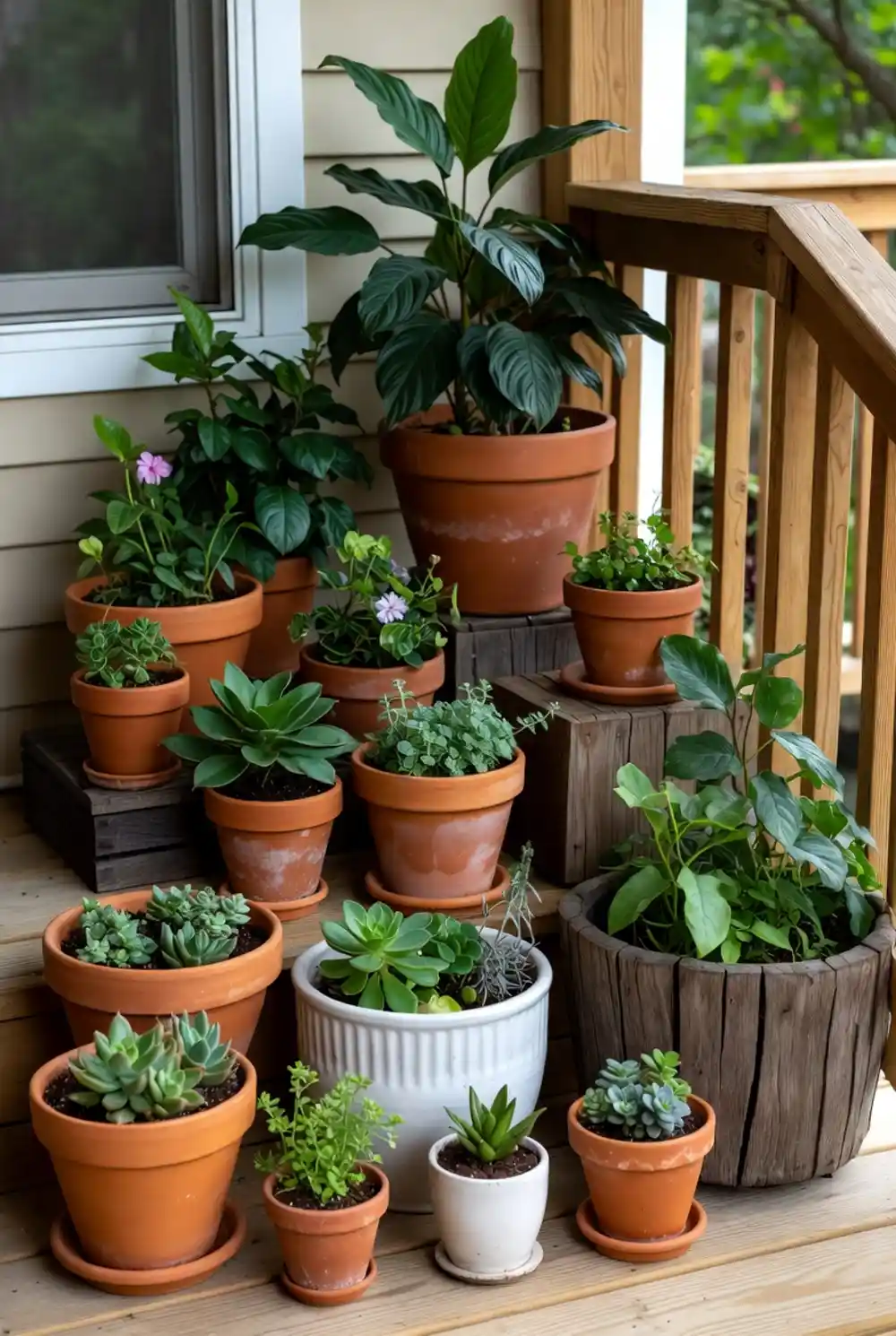 Earthy Terracotta Collection Porch – Layering Heights with Rustic Charm