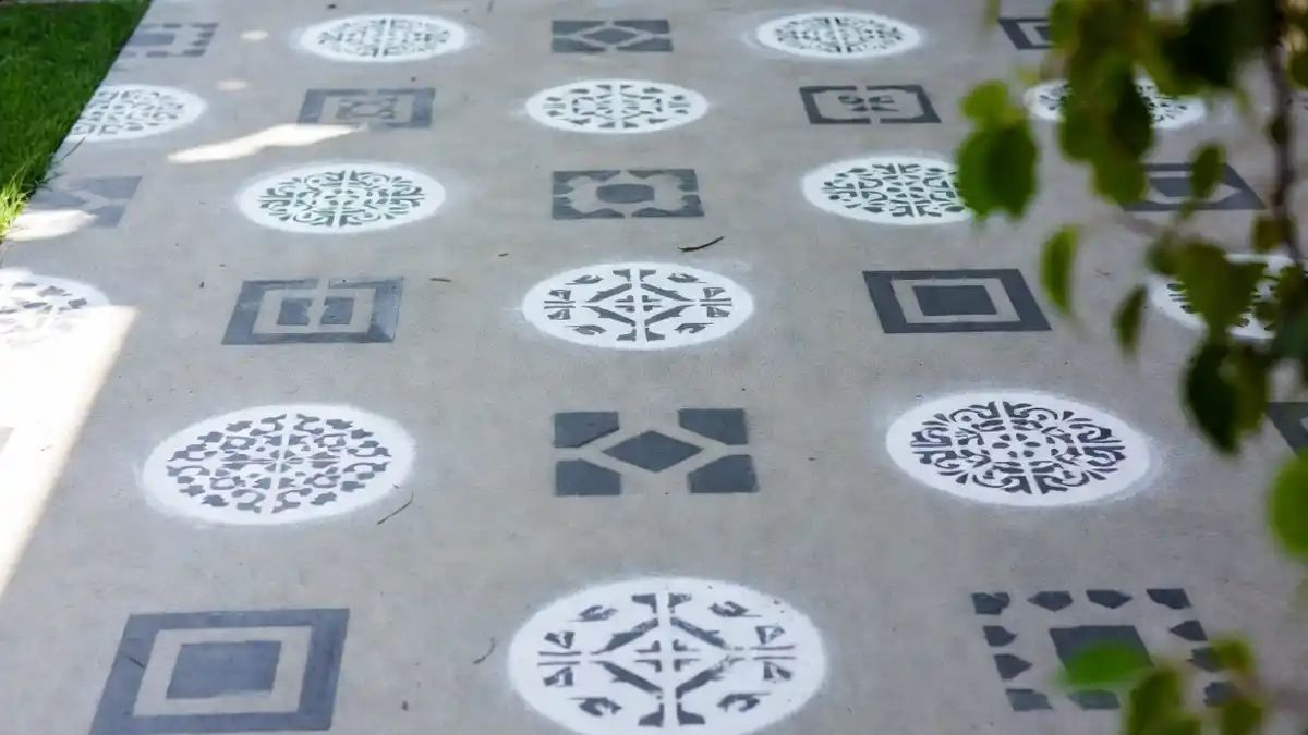 Floating Mandala and Slate Walkway - Stencil Patterns Using Negative Space