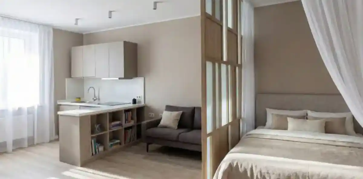 Geometric Wood and Frosted Glass Partition – A Scandi-Style Solution for Airy Zoning