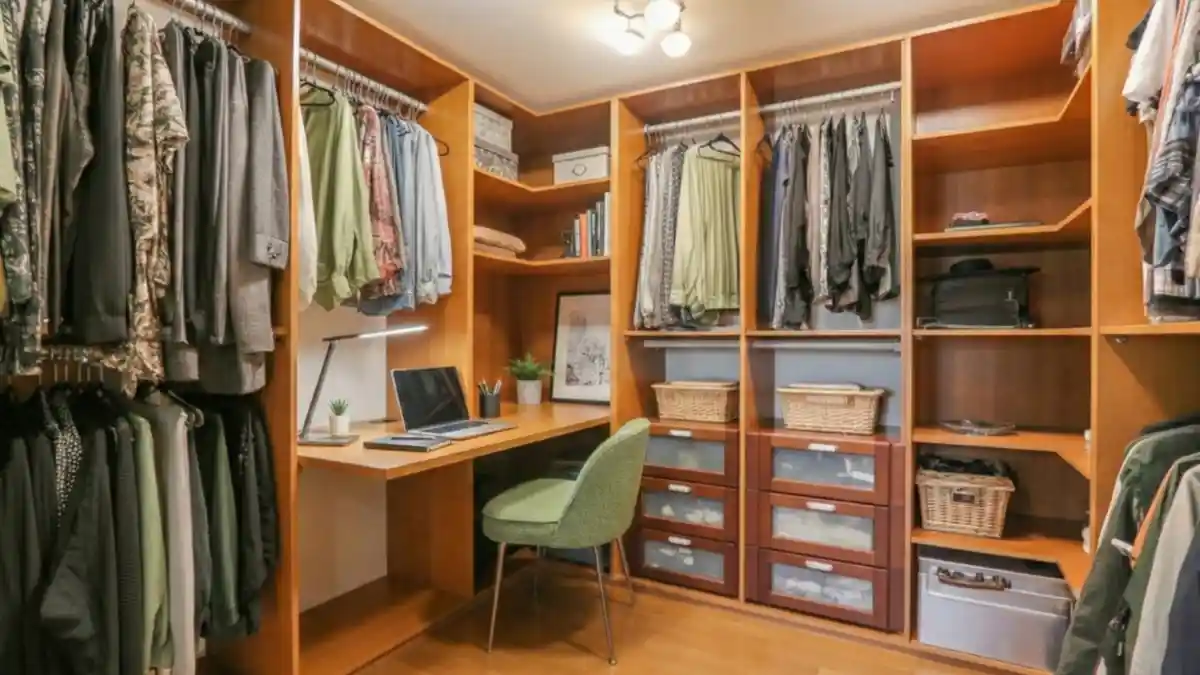 Honey-Toned Walk-In Haven – Transforming Ample Storage into a Dual-Purpose Executive Suite