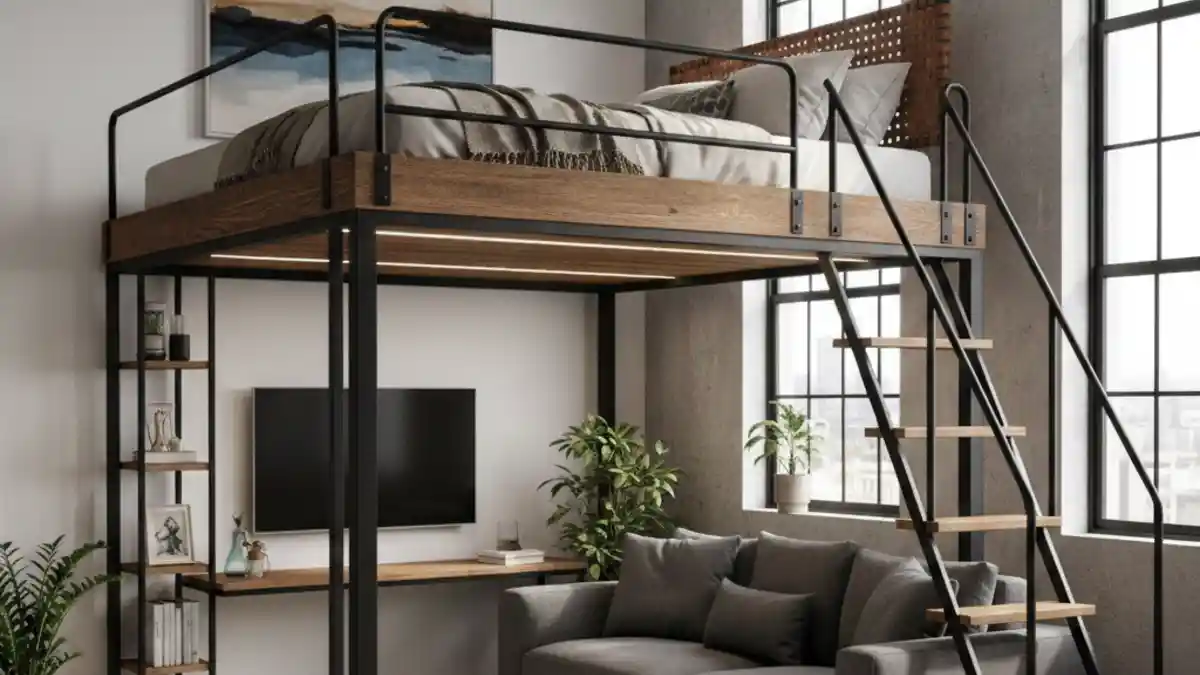 Industrial Chic Metal & Oak Loft - A Sophisticated Vertical Studio Solution