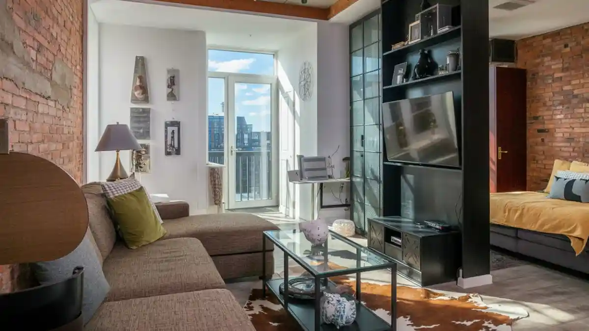 Industrial Urban Loft - Zoning with a Dual-Purpose Media Wall