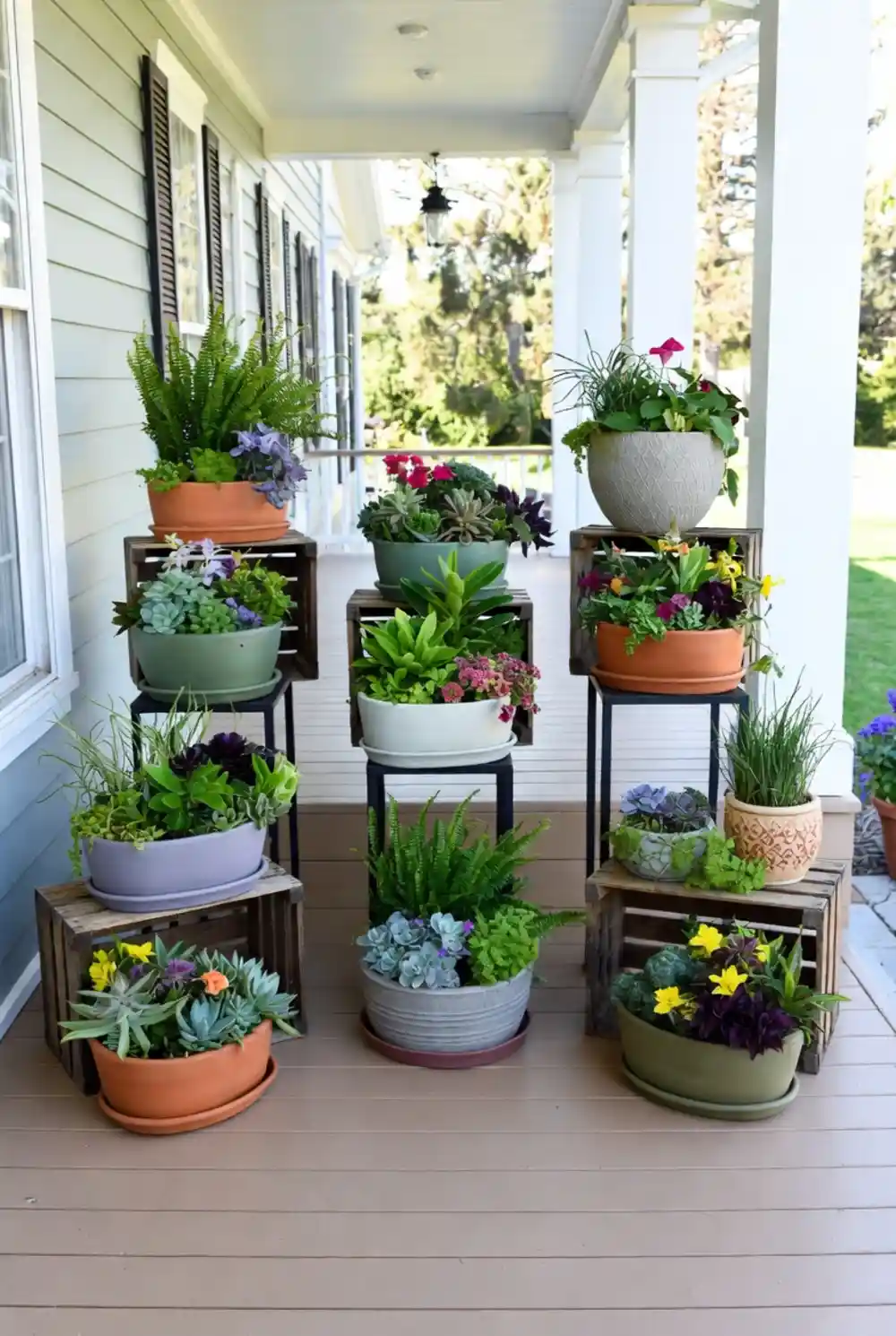 Modern Tiered Succulent Oasis – Architectural Porch Pot Styling