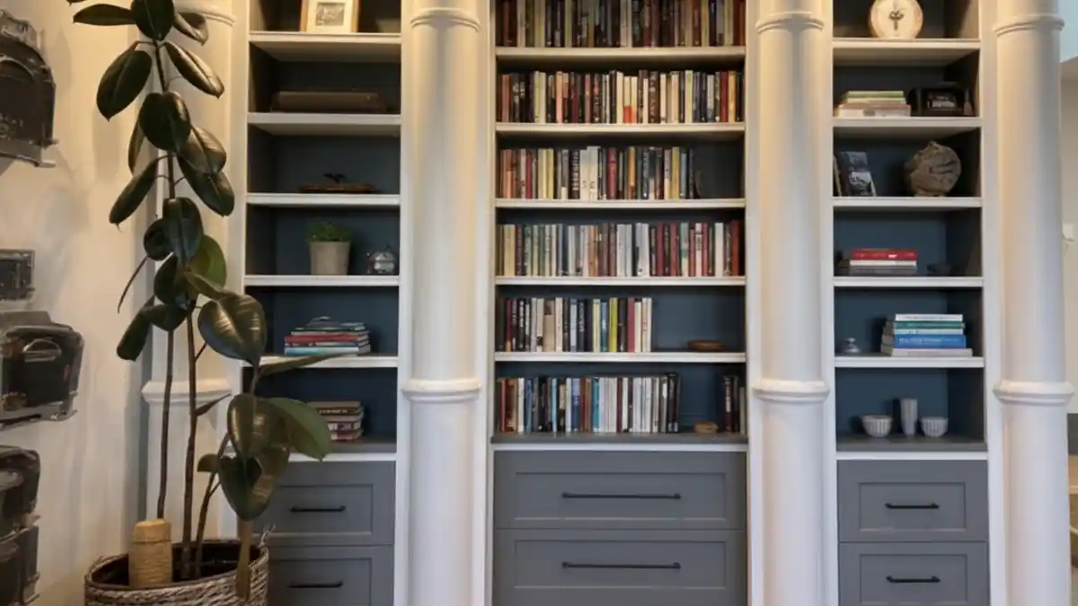 Neoclassical Charcoal & White Pivot Library – A Secret Bookcase Door for Private Escapes