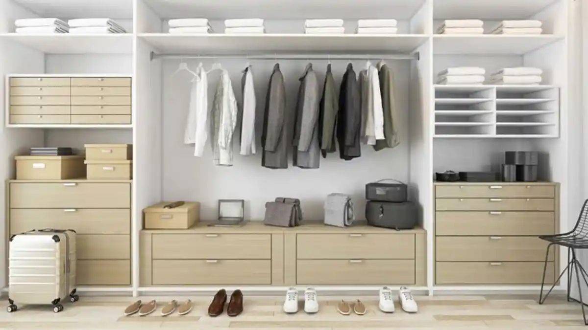 Nordic Neutral & White Walk-In – Mastering the Minimalist Work-Wardrobe Balance