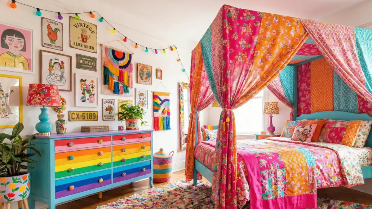 Patchwork Rainbow Reverie Bedroom – Waking Up on the Bright Side