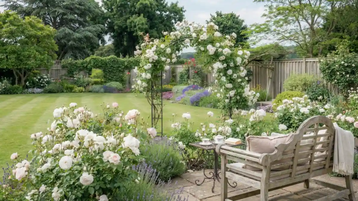 Romantic White Climbing Rose Arch – Framing the Moonlight in Your Garden Sanctuary