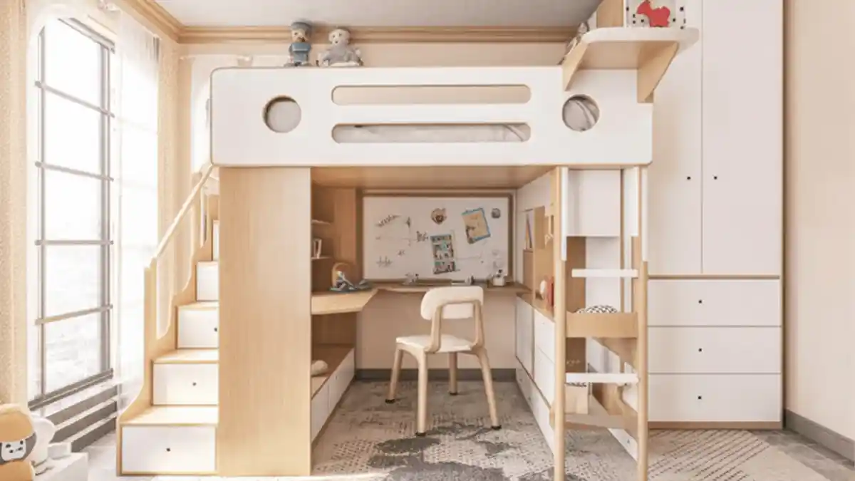 Scandinavian Birch & White Custom Loft Suite - Elevating Studio Living with Smart Joinery