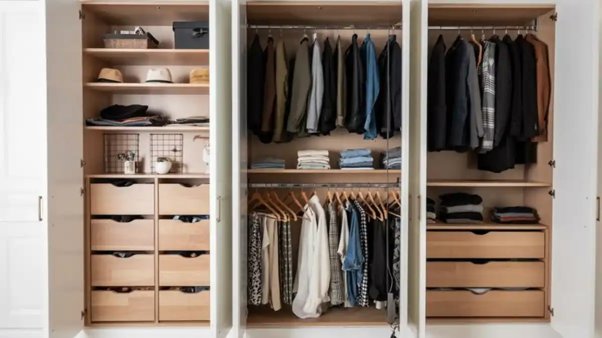 Scandinavian White and Maple Wardrobe – The Structural Backbone of a Cloffice